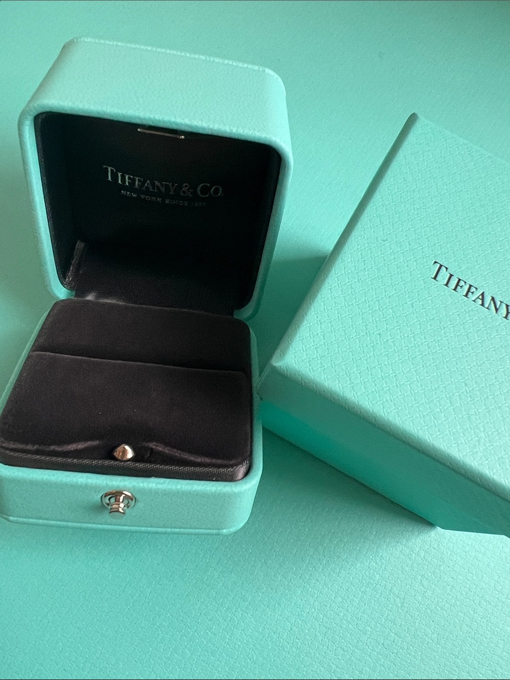 Tiffany & Co. Signature Blue Leather Large Ring Box